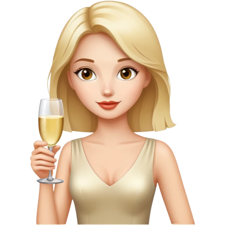 A beautiful girl holds a glass of champagne in one hand emoji