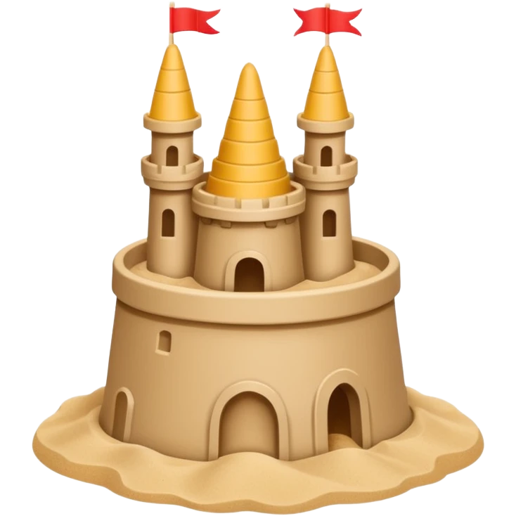 Bucket-shaped sand castle, made with an upside-down pail mold emoji