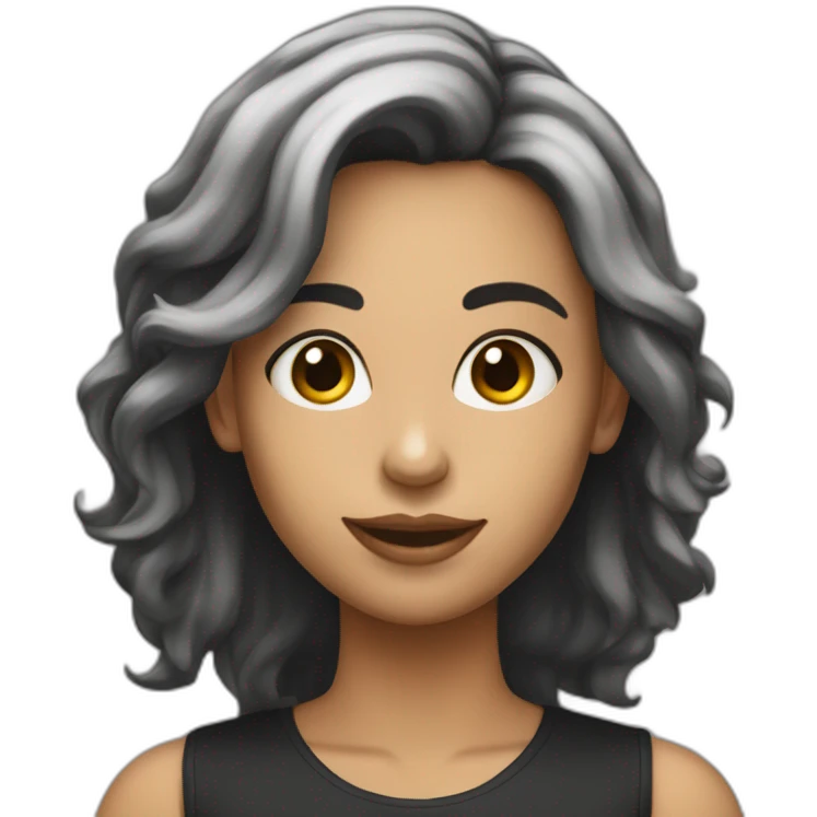 mulher branca com cabelo preto longo emoji
