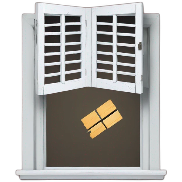 Broken window with ripped off shutters emoji