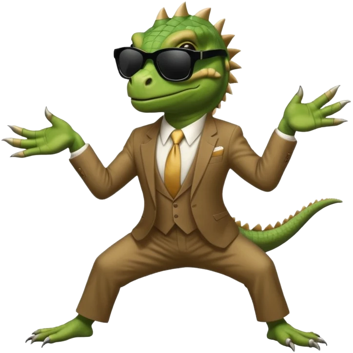 capitalist iguana banker godfather with black sunglasses breakdance emoji