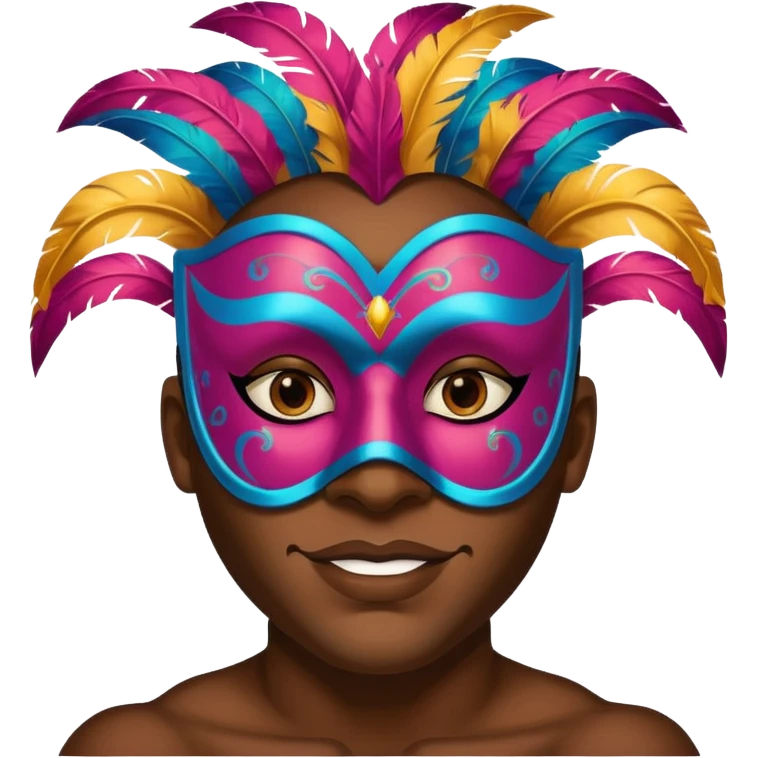 A black man with a painted carnival mask, vibrant colors and confident expression. emoji