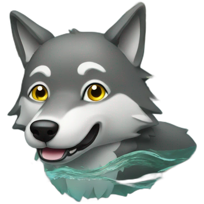 cartoon wolf swimming in money emoji