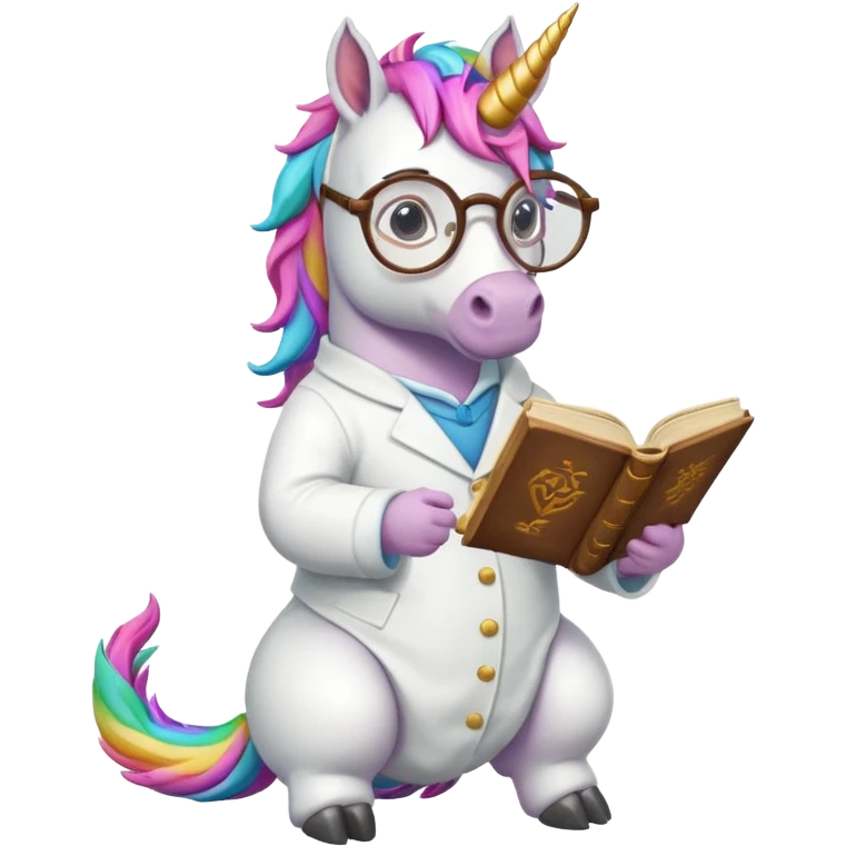Unicorns read book
A full body of scholar unicorn wearing round glasses, reading a thick ancient tome.












 emoji