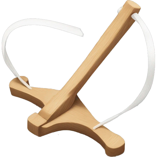 wooden y shaped slingshot with white elastic rubberband emoji