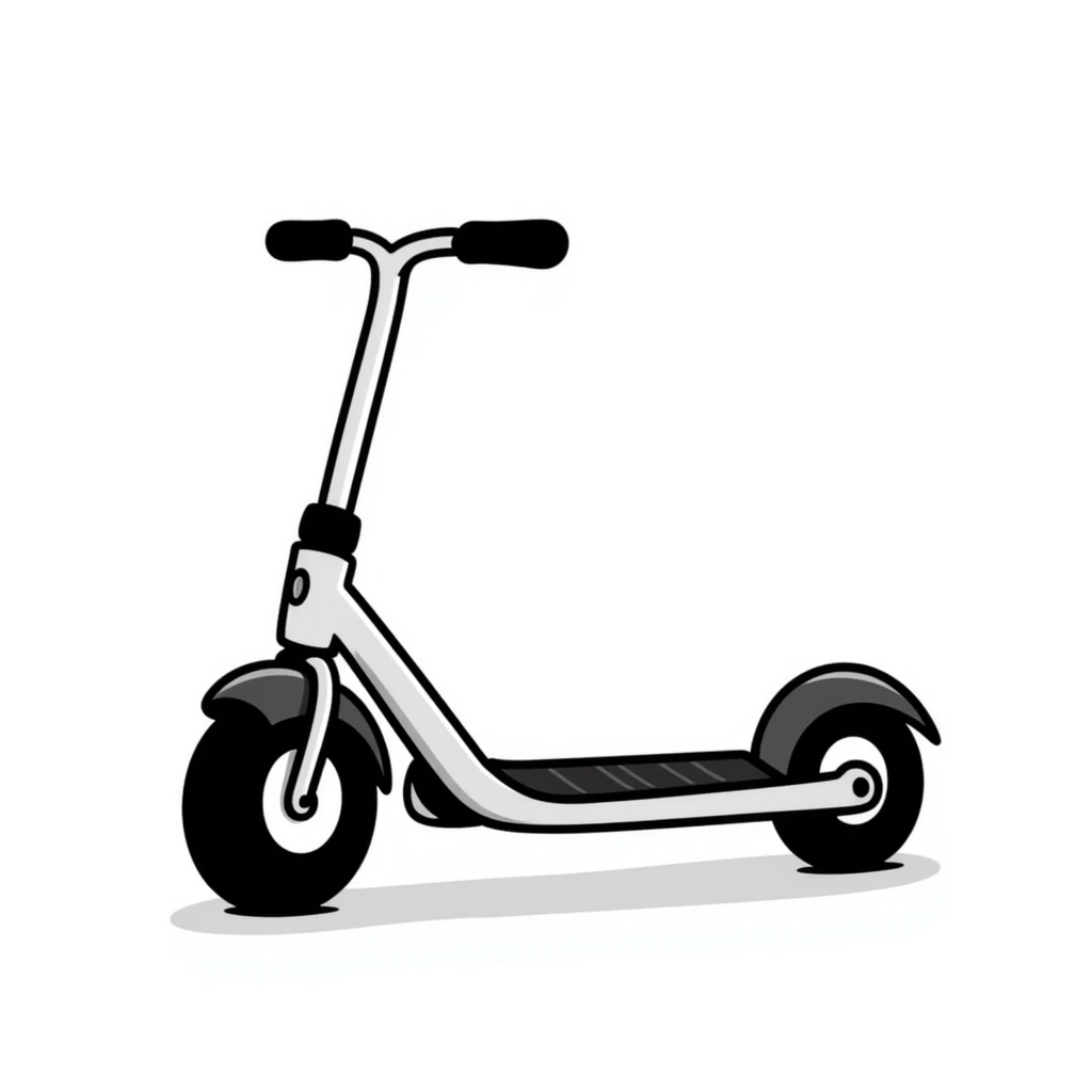 hand-drawn scooter with handlebar emoji