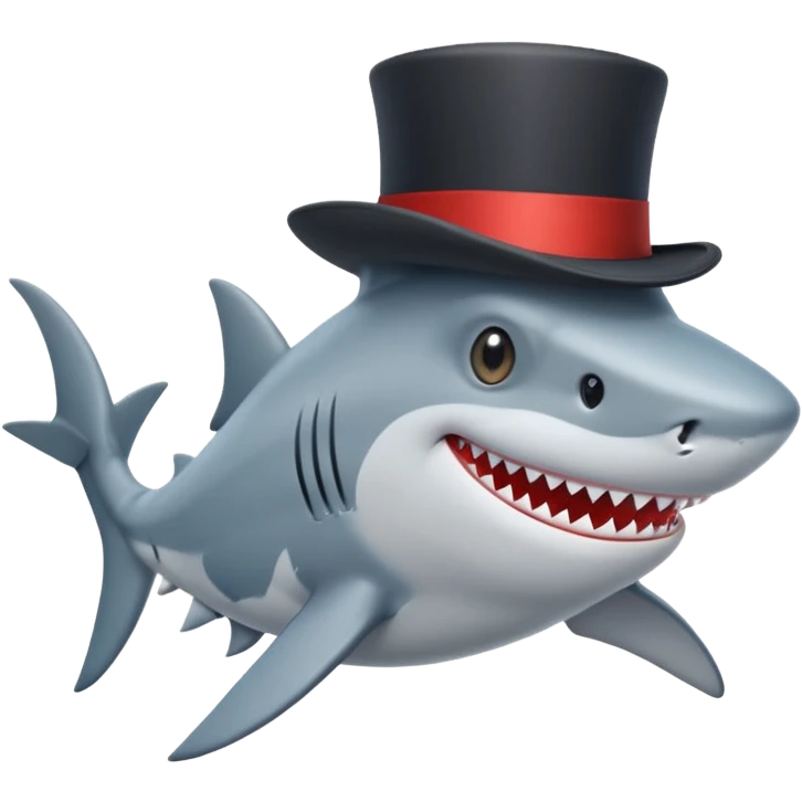 Shark with a top hat emoji