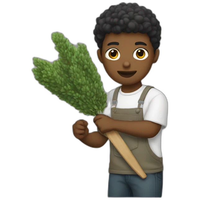 white kid chopping bush emoji