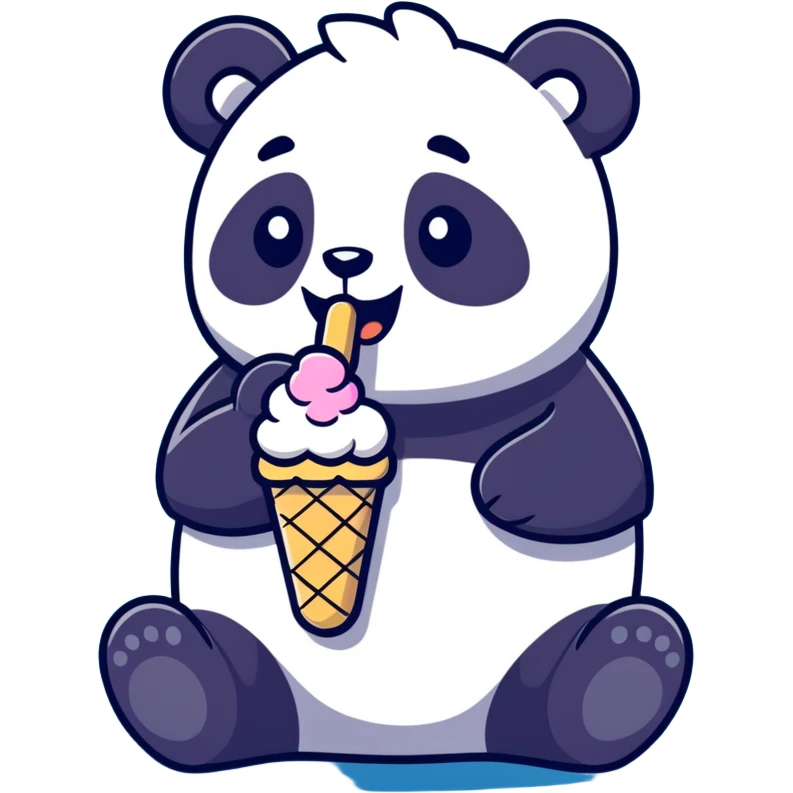 Panda eating ice cream emoji