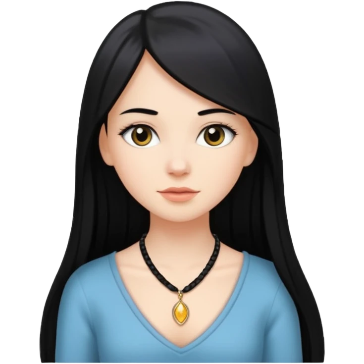 Chica bonita blanca de cabello largo liso y negro  emoji