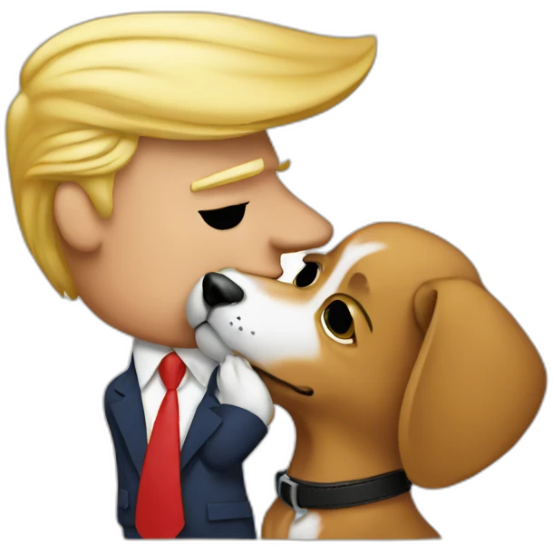 trump kissing a dog emoji