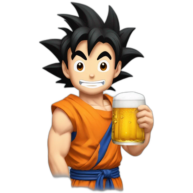 Son Goku buvant une bière emoji