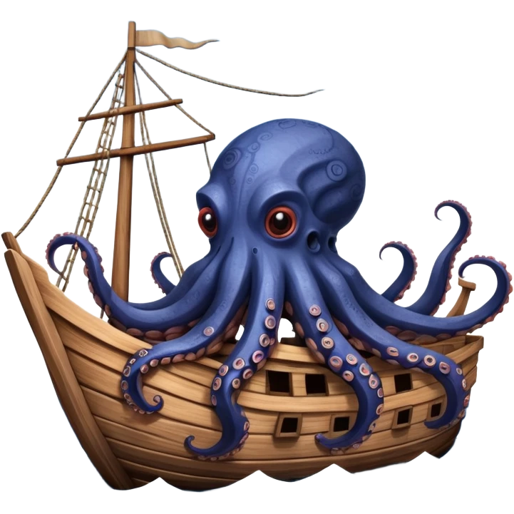 Kraken – Giant octopus with tentacles wrapping a ship emoji