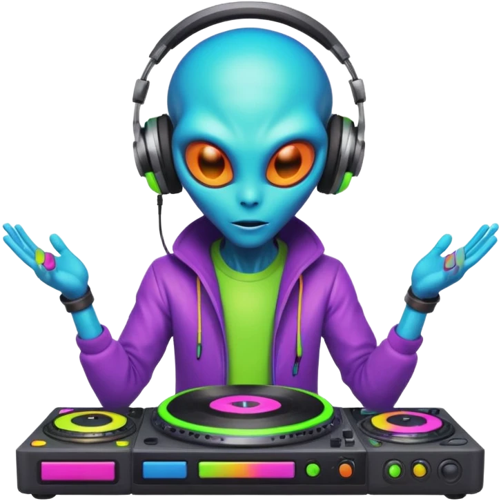 a alien behind the turntable emoji