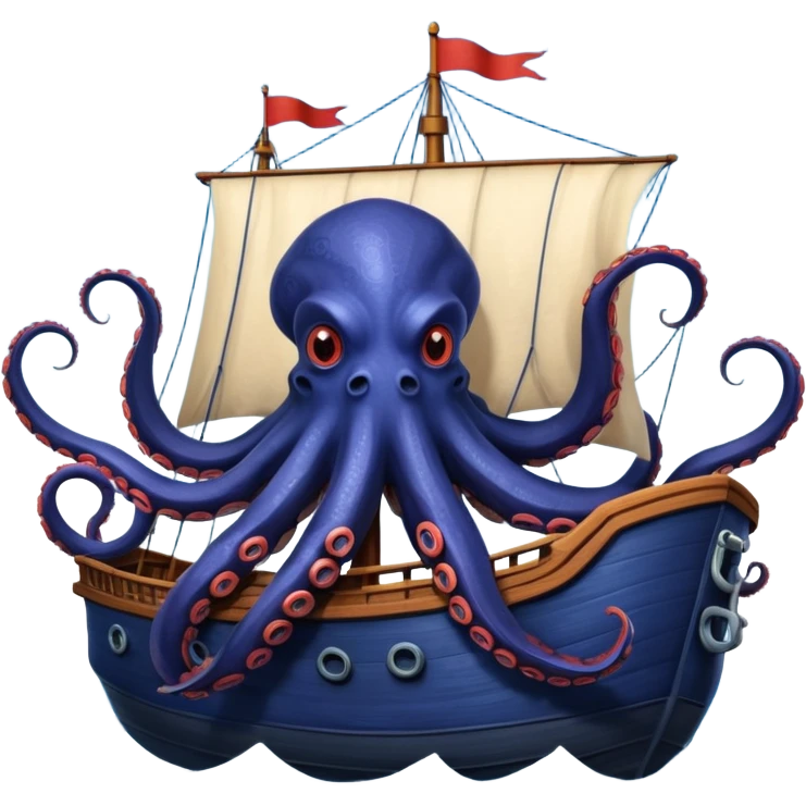 Kraken – Giant octopus with tentacles wrapping a ship emoji