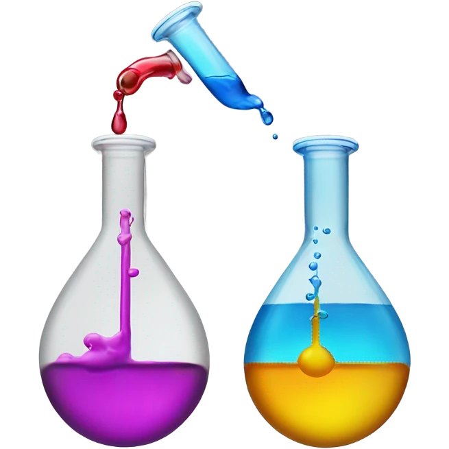 two chemical flasks pure chemicals one into anotheremoji emoji