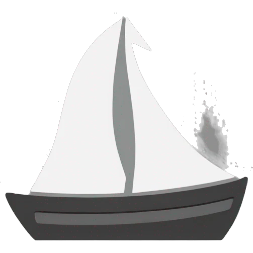 white outlined boat with a white outlined sun in the background emoji