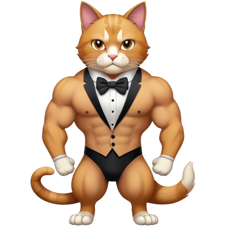 Super muscular Buff sigma Gigachad cat full body tuxedo colored  emoji