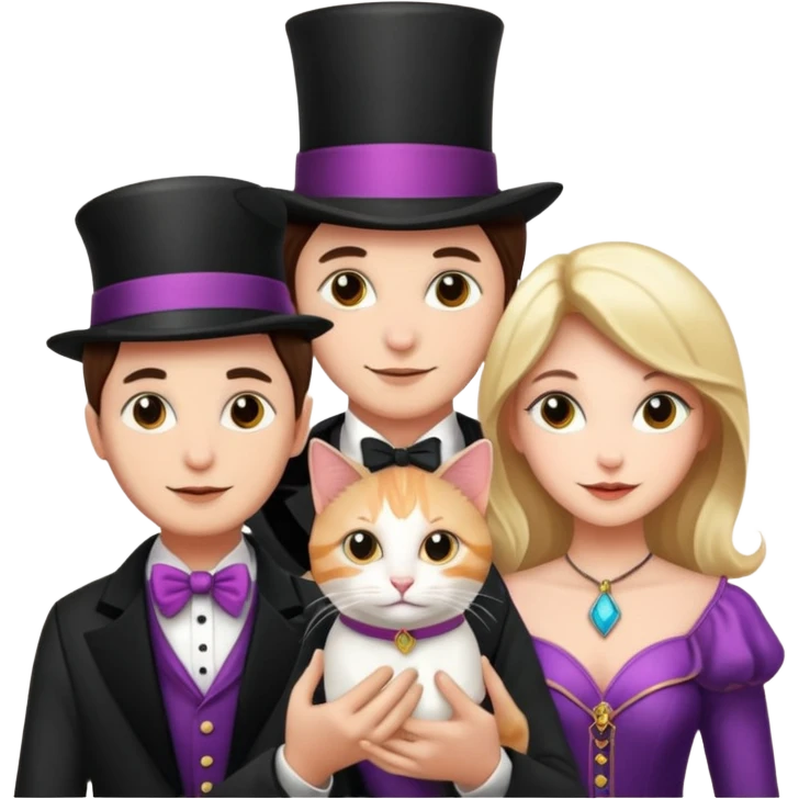 magician couple and their pet cat emoji