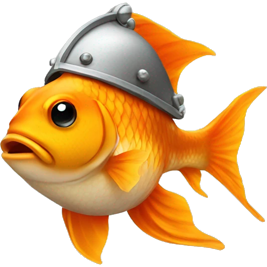 Goldfish wearing Viking helmet emoji