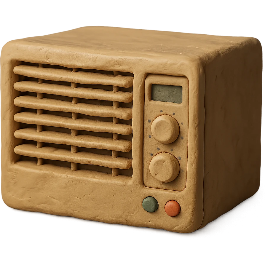 window air conditioning unit with buttons and vents in claymation style with matte finish and soft lighting emoji