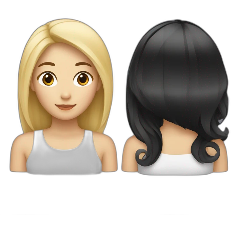 Une asiatique au cheveux noir et une fille blonde emoji
