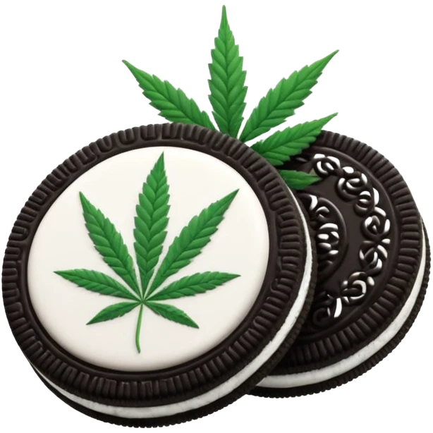 black and white oreo cookies with cannabis leaf emoji
