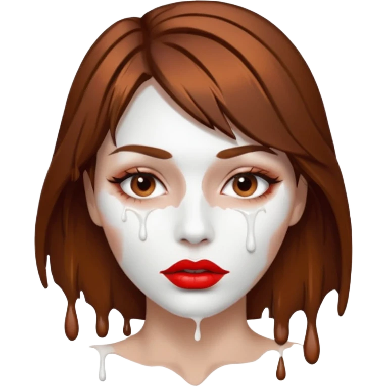 Brown Hair, Woman, white paint drip, face, hot, Sexy, lips emoji