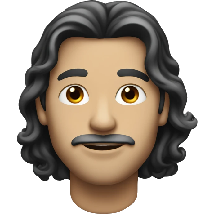 white guy with long wavy black hair and big lips emoji
