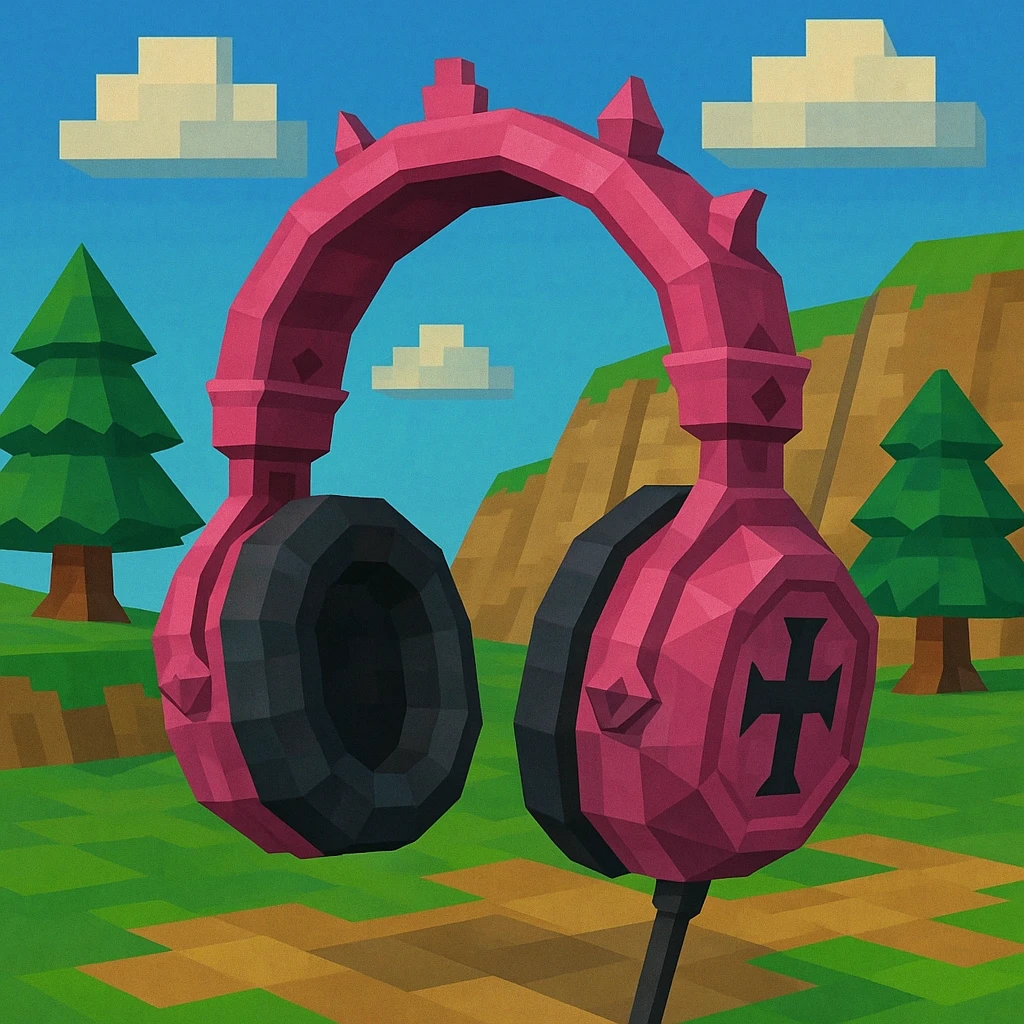 pink gothic headphones with faceted surfaces and gothic details emoji