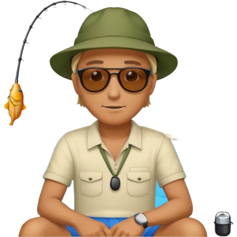 
man sitting fishing near the pool emoji