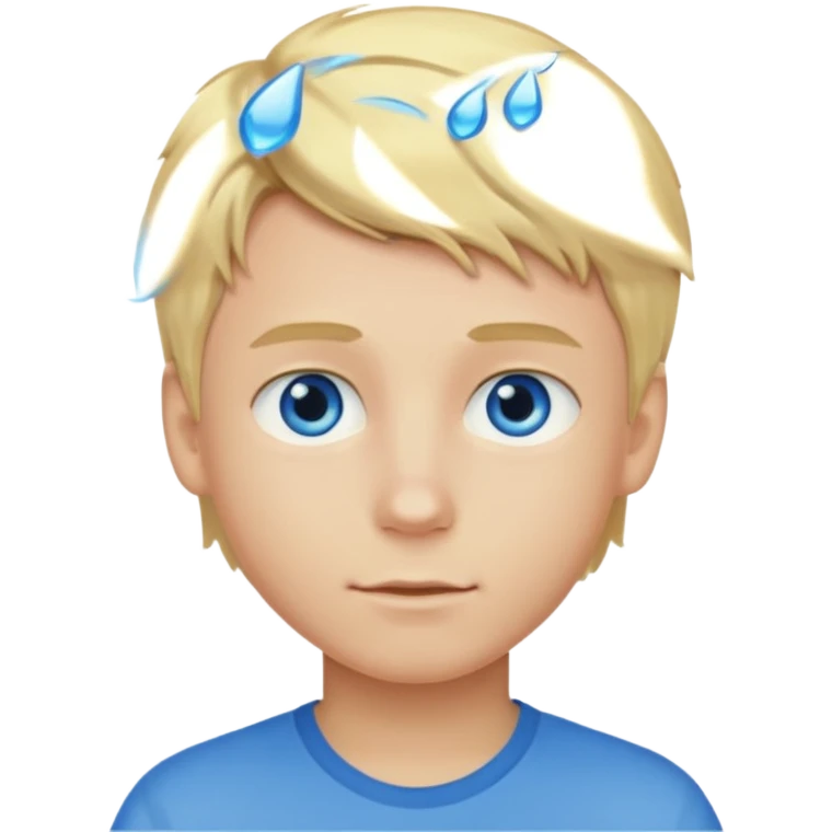 Emoji chlopak z blond włosami które będą rozsztrzepane i niebieskimi oczami emoji