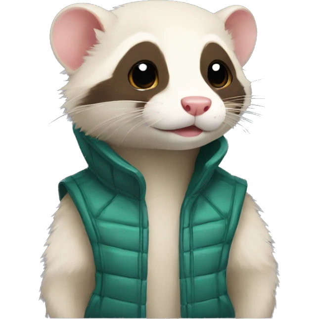 Ferret with sleeveless jacket with his first name written on it emoji