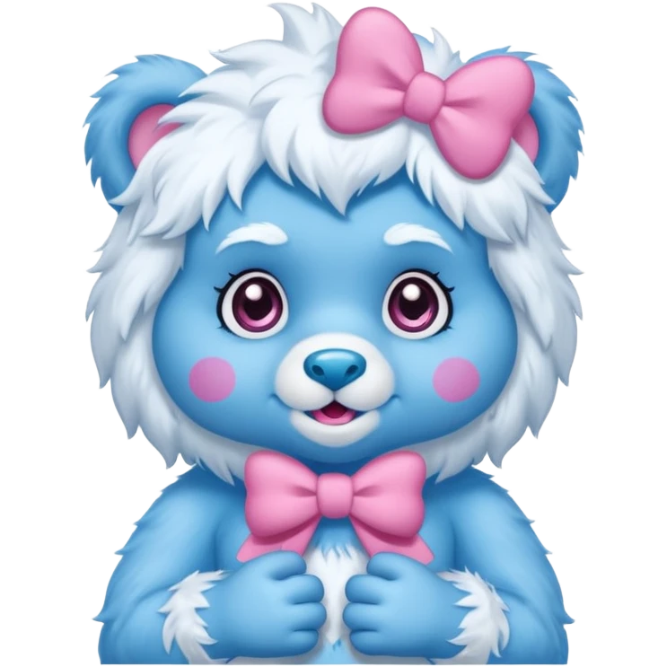 blue girl care bear yeti with bow emoji