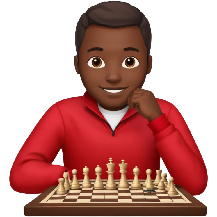 black man chess players in red outfits emoji