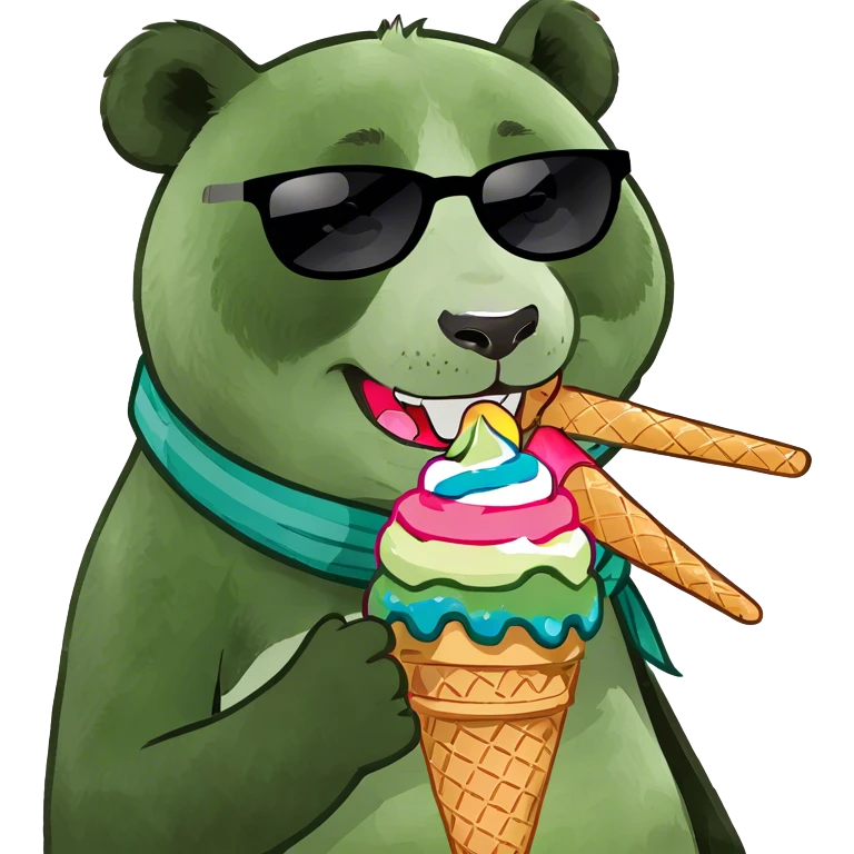 Panda eating ice cream emoji