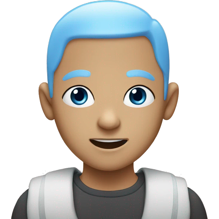 bald boy with open mouth with blue eyes emoji