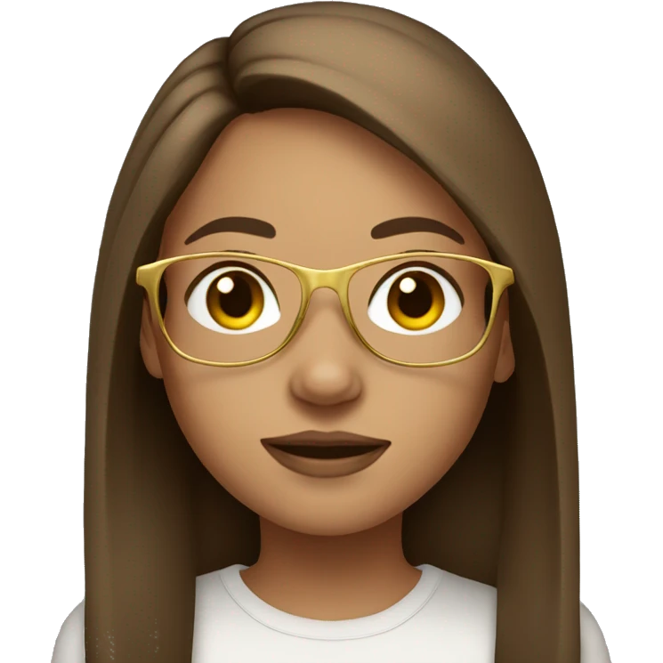 Girl with gold glasses and brown straight hair emoji
