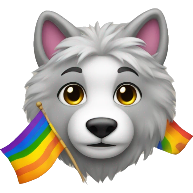 gay furry with a gay flag emoji