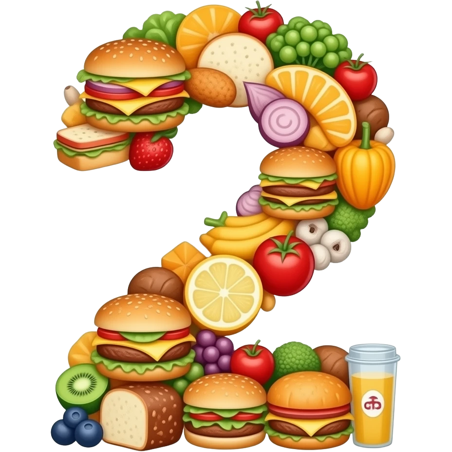 number 2 made of food emoji