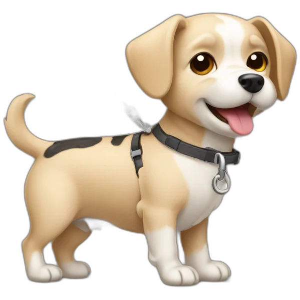 small beige dog with leash emoji