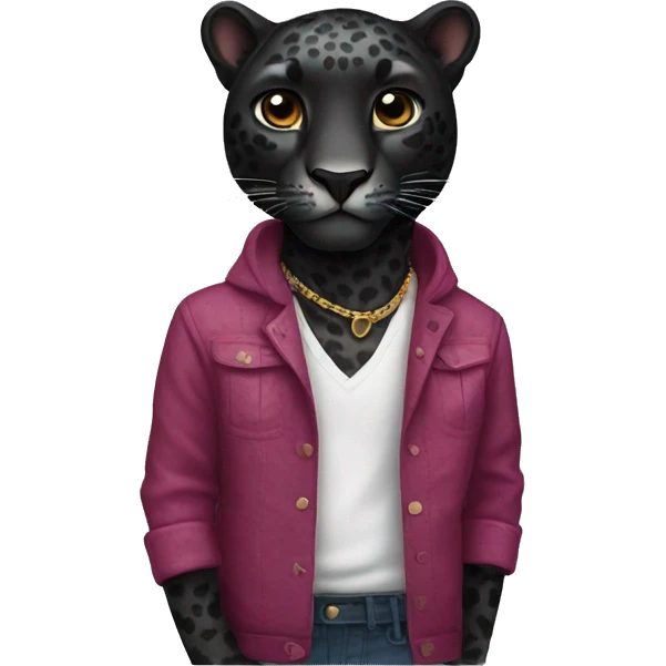 Black leopard in clothes emoji