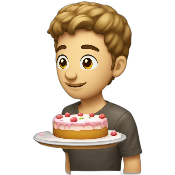 Michou avec un gâteau sur la tête emoji