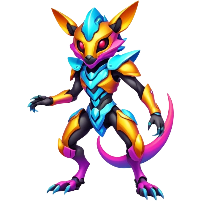 modern colorful neon-colored Fakémon-Protogen-creature (full body) emoji