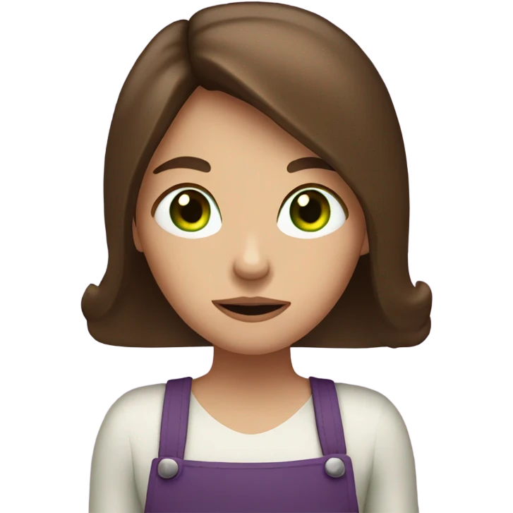 brown hair white girl green eyes eating eggplant  emoji