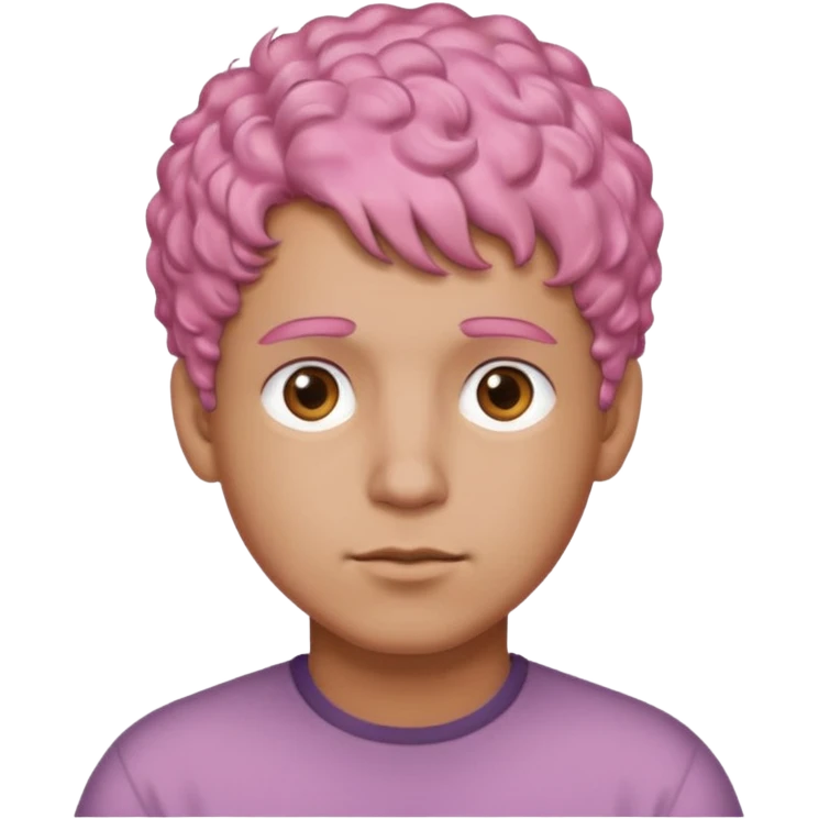 man with short, curly pink hair, light brown skin, and a neutral facial expression. emoji