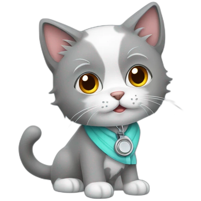 grey fluffy cat-vet treating a dog emoji