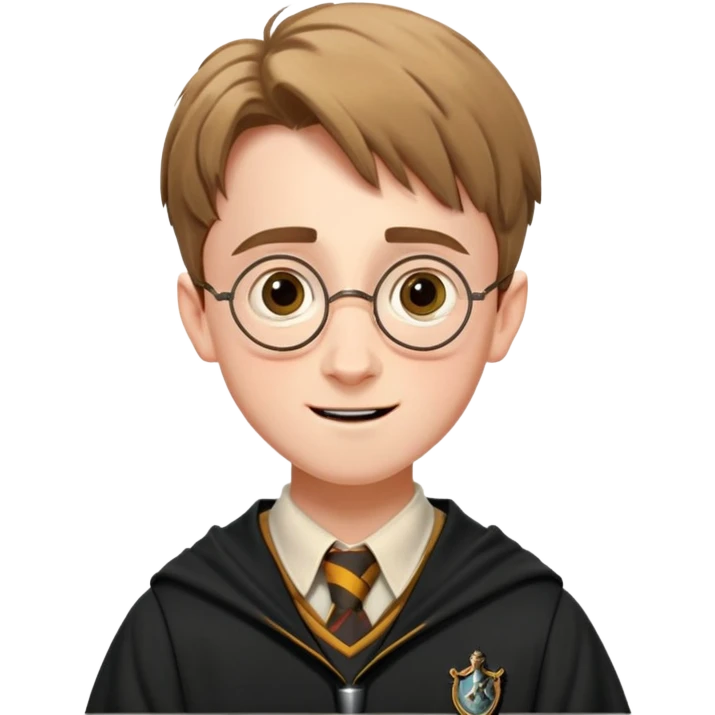 Hugh Mitchell is colin creevey in harry potter, wear hogwarts uniform,  Short light brown hair, small and skinny, wide mouth, with a perpetual look of excitement on his face. emoji