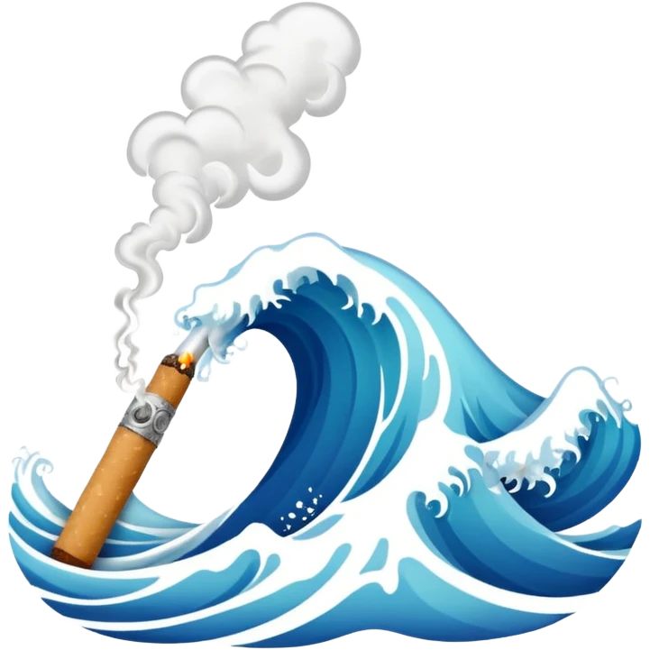 ocean wave smoking a cigarette emoji