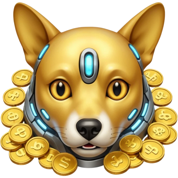 i want to create a dog cyberdog like from cyberpunk with one cyberpunky eye and he looks greedy with golden coins emoji